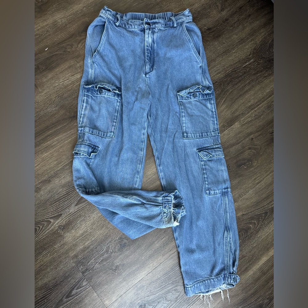 Wide Blue Cargo Jeans